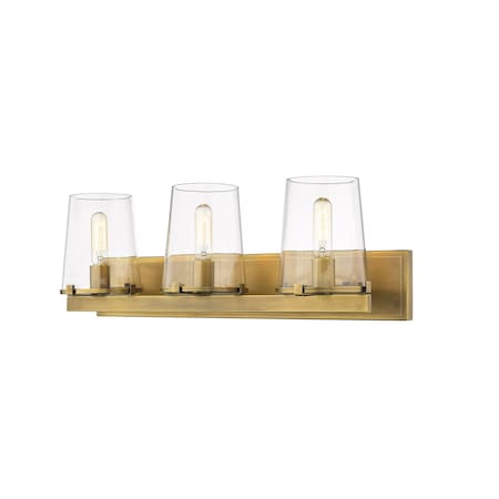 Z-Lite Callista 3 Light Vanity, Rubbed Brass & Clear 3032-3V-RB